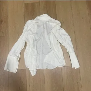 Zara silky white button down thumbnail 10