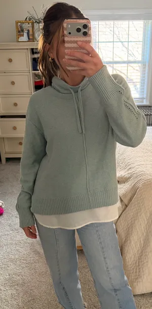 Simply Vera, Vera Wang Light blue cowl neck sweater thumbnail 1