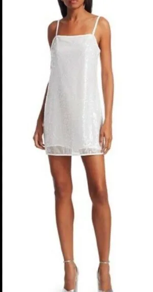 Stuad White Sequin Mini Dress sz 8 thumbnail 1
