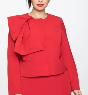 Eloquii Cropped Bow Jacket Blazer thumbnail 1