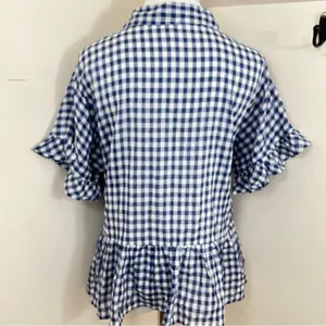 Dylan Gia Ruffles Blue and White Gingham Plaid XS thumbnail 5