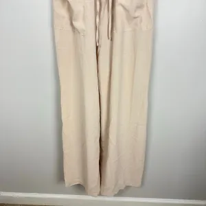 Cupshe Neutral Tie Waist Wide-leg Jumpsuit Beige Semi-sheer Size Large NWT thumbnail 8