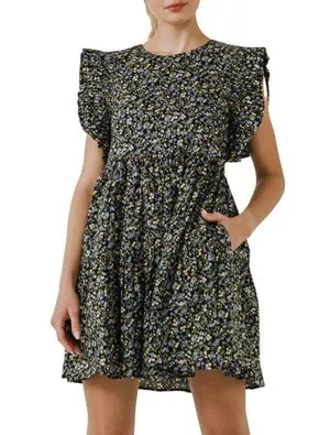 💙 NWT English Factory Floral Ruffled Babydoll Dress thumbnail 1