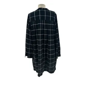 Madewell Collarless Shirtdress in Windowpane True Black‎ Size Medium thumbnail 9