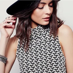 We The Free Black and White Knit Sleeveless Top thumbnail 1