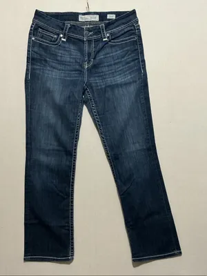 BKE Indigo Boot Cut Jeans with White Topstitching thumbnail 1