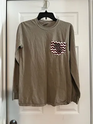 Mississippi State Comfort Colors Olive Green Long Sleeve Tee thumbnail 2