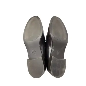 Zara Women's Brown Leather Chain Link Almond Toe Slip On Loafers Shoes Size 10.5 thumbnail 4