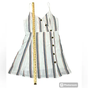 American Eagle AEO Linen Blend Striped Button Front Mini Dress Size Medium thumbnail 7