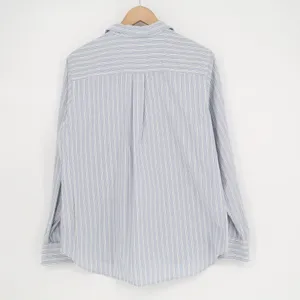 Gap Shirt Womens L White Blue Striped Cotton Spread Collar Long Sleeve Button Up thumbnail 5