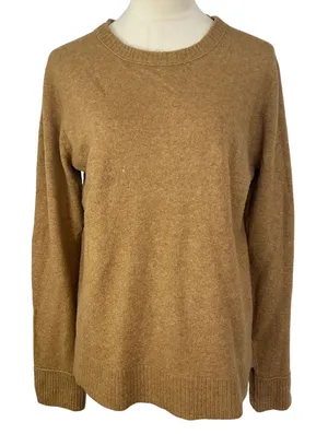 J.Crew Crewneck Sweater Wool Blend Soft Knit Pullover Casual‎ Tan Brown Women XL thumbnail 1