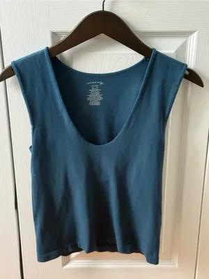 Free People Intimately Second Skin V-Neck Cami Tank Top in Teal thumbnail 2