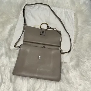 Chloe Authentic Faye Medium Shoulder Bag Genuine Leather Motty Gray thumbnail 12