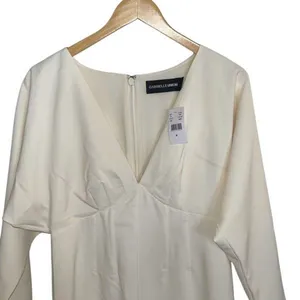 Gabrielle Union Womens V-Neck Long Sleeve Shift Dress Off‎ White Size Medium NWT thumbnail 2