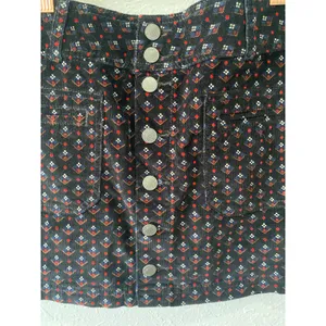 Free People Black Print Corduroy Mini Skirt Size 29 Boho Preppy thumbnail 2