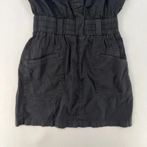 PISTOLA Rosie Black Utility Mini Shirt Dress Snap Front Elastic Waist Size XS thumbnail 3