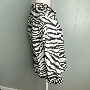 Painted Pony Black White Zebra Print Leopard Cuffs Button Up Stylish Jacket S thumbnail 5