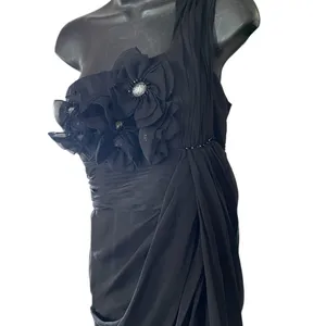 Adrianna Papell black floral embellished drape maxi night dress size 8 thumbnail 4