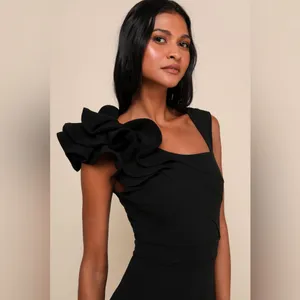 Lulus Lucette Black Sleeveless Ruffled Mermaid Maxi Dress thumbnail 3