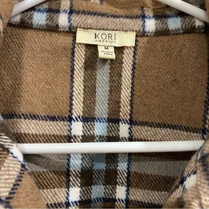 Kori America Plaid Shirt Jacket Shacket Belted Coat Size Medium thumbnail 3