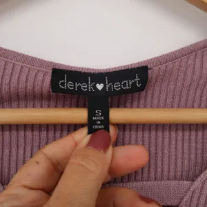 Derek Heart Dress Womens S Ribbed Knit Bodycon Mauve Strappy V-Neck Excellent thumbnail 2