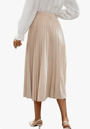 Amazon SweatyRocks Women's Casual Solid Longline Pleated Long Skirt Medium thumbnail 8
