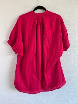 NWT Never A Wallflower Elastic‎ Sleeve Dress Peasant Candy Apple Red Cotton thumbnail 3