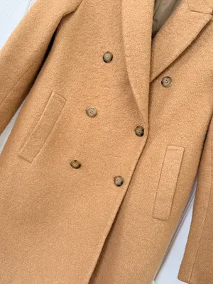 ZARA Basic Women’s XS Camel Double Breasted Long Coat Quiet Luxury Classic Chic thumbnail 4
