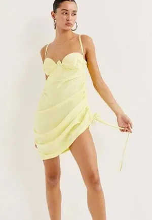 NWT For Love & Lemons Yellow Rana Mini Dress - Size Large thumbnail 1