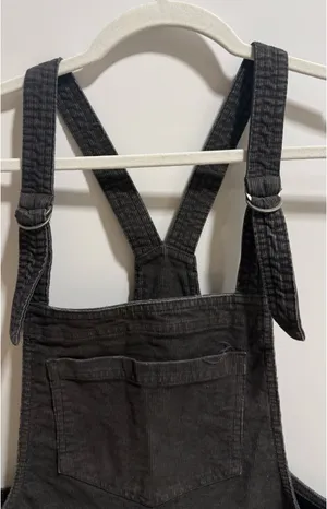 Aerie Black Corduroy Overalls - Relaxed Fit with Raw Hem - Small thumbnail 9