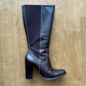 Franco Fortini Women Donna Mid-Calf Heeled Leather Boots, Y2K, Brown, Size 7.5M thumbnail 3