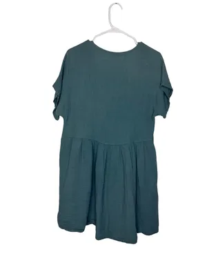 ✨Camille & Co Made In Italy Cotton Gauze Babydoll Dress‎ Size M Teal Boho✨ thumbnail 5
