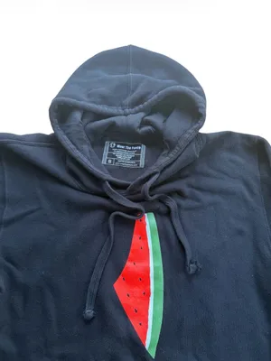 Wear The Peace Black Watermelon Palestine Map Pullover Hoodie Sweatshirt Small thumbnail 5