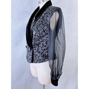 Vintage J.R. Nites Caliendo Black Velvet Shawl Collar Evening‎ Jacket fits 8-10 thumbnail 4