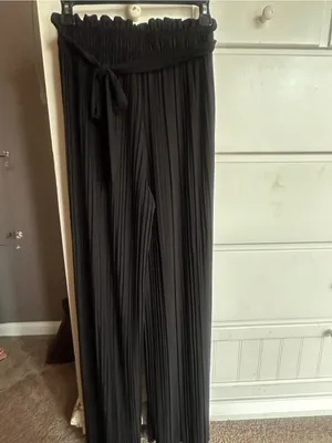 Black Pleated Pants M Size M thumbnail 4