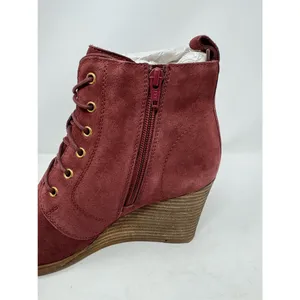 Diba Blake Suede Bootie Burgundy Ankle Boot Lace Up Wedges Size 9.5 NWOB thumbnail 8
