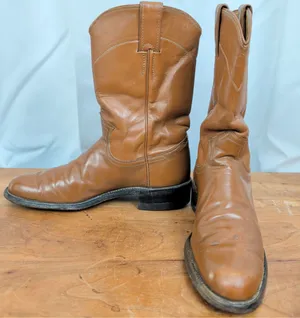 Justin Boots Ladies' Vintage Brown Leather Just Roper Boots Size 7A thumbnail 1