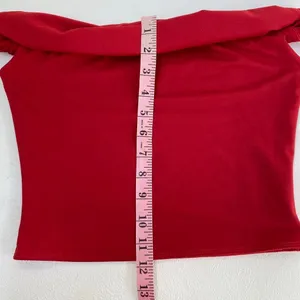 Peppermayo Red Off Shoulder Crop Top Knotted Strap Going Out Y2K thumbnail 7