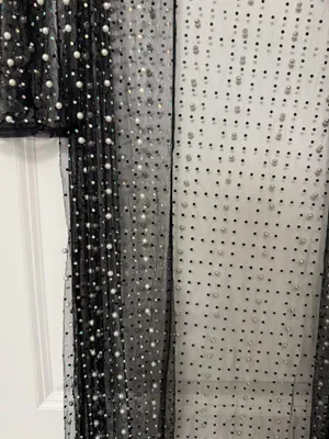 Robe with pearls and beads. NWT Black thumbnail 2