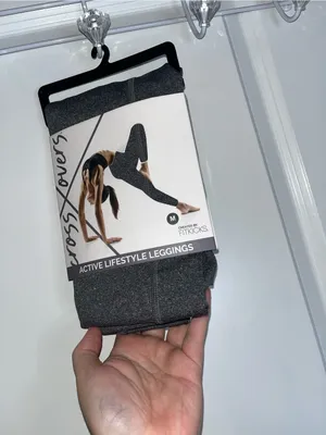 Fitkicks Crossovers NIP Active Yoga Leggings Sz M Soft Knit Stretch Workout Gray thumbnail 2