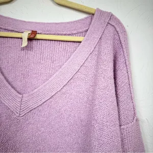 Pilcro Purple Balloon Sleeve Fluffy Sweater V Neck Womens M Oversized Boho Fall thumbnail 5
