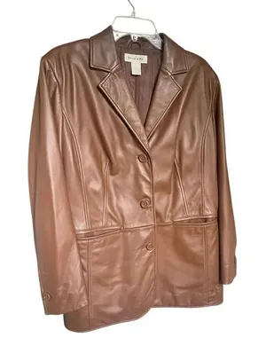 Preston & York Women’s Lambskin Leather Jacket Brown Size L thumbnail 1