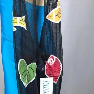 Zuliana Black Mesh Fish Print Shoulder Bag With Beaded Fringe Bottom. New thumbnail 3