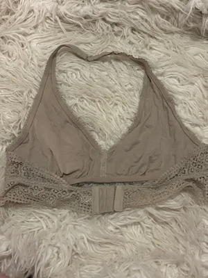 Aerie XL Gray Taupe Lace Halter Bralette Wireless thumbnail 4