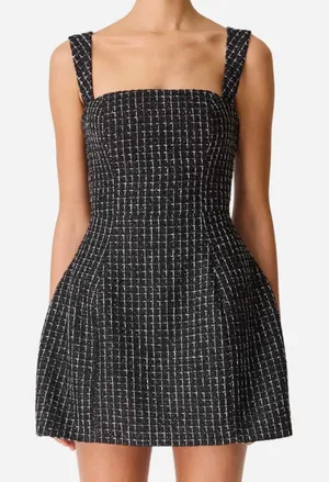 NWT ELLIATT Galadirel Check Tweed Minidress Black Size Small thumbnail 1