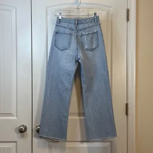 Garage High Waisted Wide Leg Distressed Denim Jeans Light Wash‎ Blue Size 25" thumbnail 3