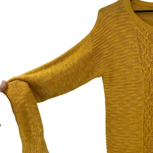 Mossimo Cable Knit Womens Sweater Sz XXL Mustard Boho Rustic Cottage Lagenlook thumbnail 5