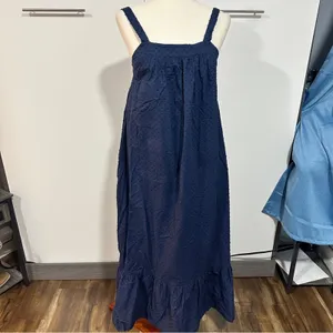 LDT Blair Flounce Maxi Dress Size 2 Navy Blue Resort Coastal Sundress thumbnail 4