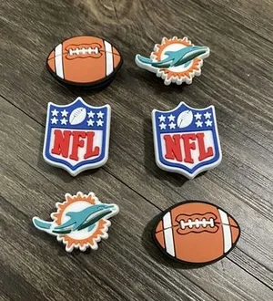 Miami Dolphins Football Team Charm For Crocs Shoe Charms - 6 Pieces thumbnail 1