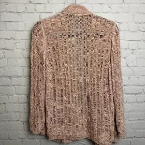 Chico's open knit petal pink feminine open front cardigan size 1 or US size Med thumbnail 5